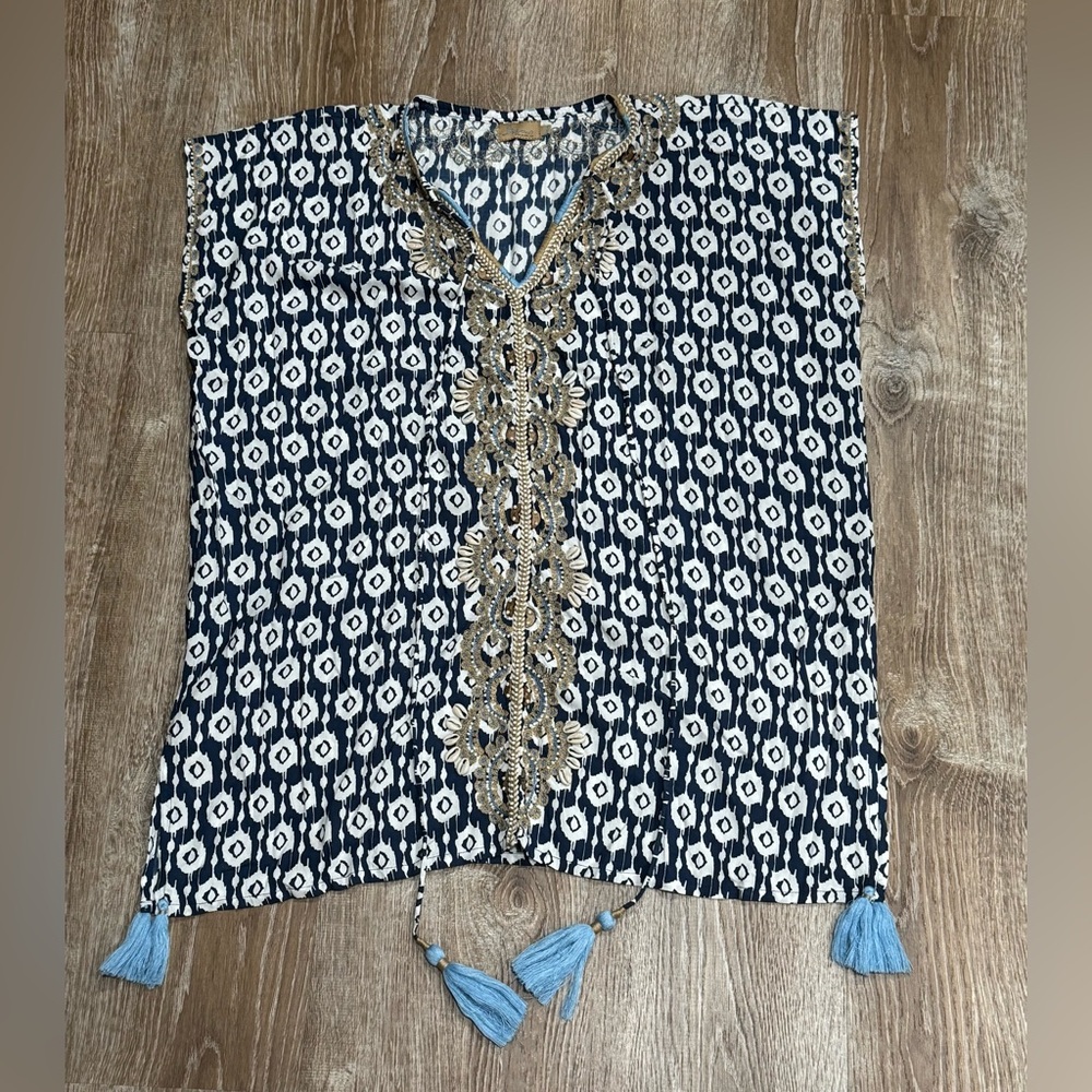 Skemo shell shirt Womens tassle embroidery blouse beads string